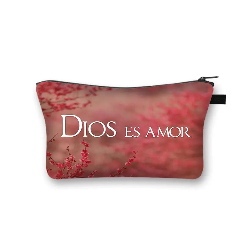 Christian Bible Verse in Spanish Cosmetic Case Con Dios Todo Es Posible Makeup Bag Dios Es Amor Beauty Bag Wash Bag Cosmetic Bag