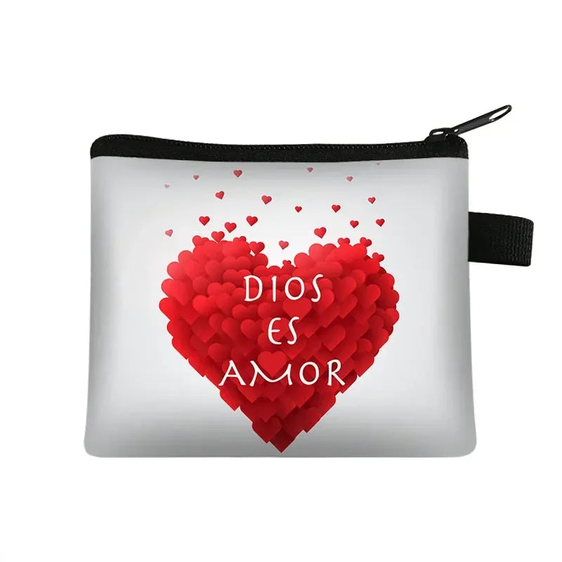 Bible Verse in Spanish Wallet Women Coin Purse Christian Gift Con Dios Todo Es Posible Money Bag Dios Es Amor Small Purses