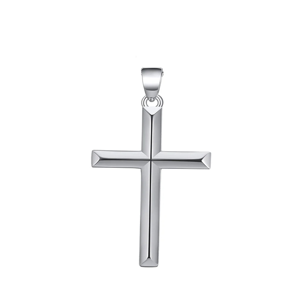 925 Sterling Silver Simple Cross Pendant for Women Men Pure Silver Fashion Christian Religious Jewelry Chain Gift SNMN01