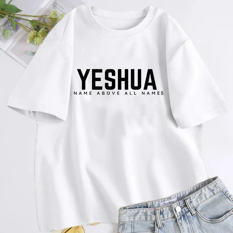 Yeshua Hebrew Name of Jesus Christian t-shirt women men name of god jireh jehovah jesus tshirt hebrew christian yeshua t shirt