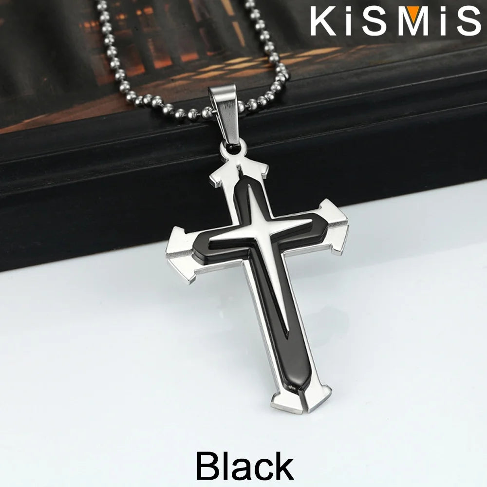 1PC Stainless Steel Cross Necklace Pendant Jewelry