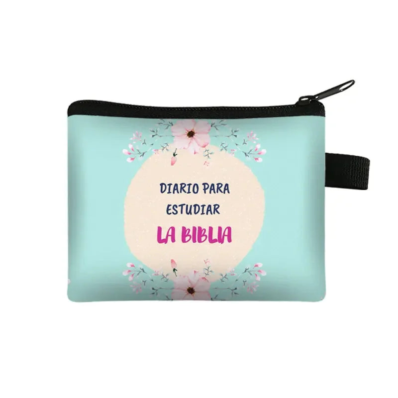 Bible Verse in Spanish Wallet Women Coin Purse Christian Gift Con Dios Todo Es Posible Money Bag Dios Es Amor Small Purses