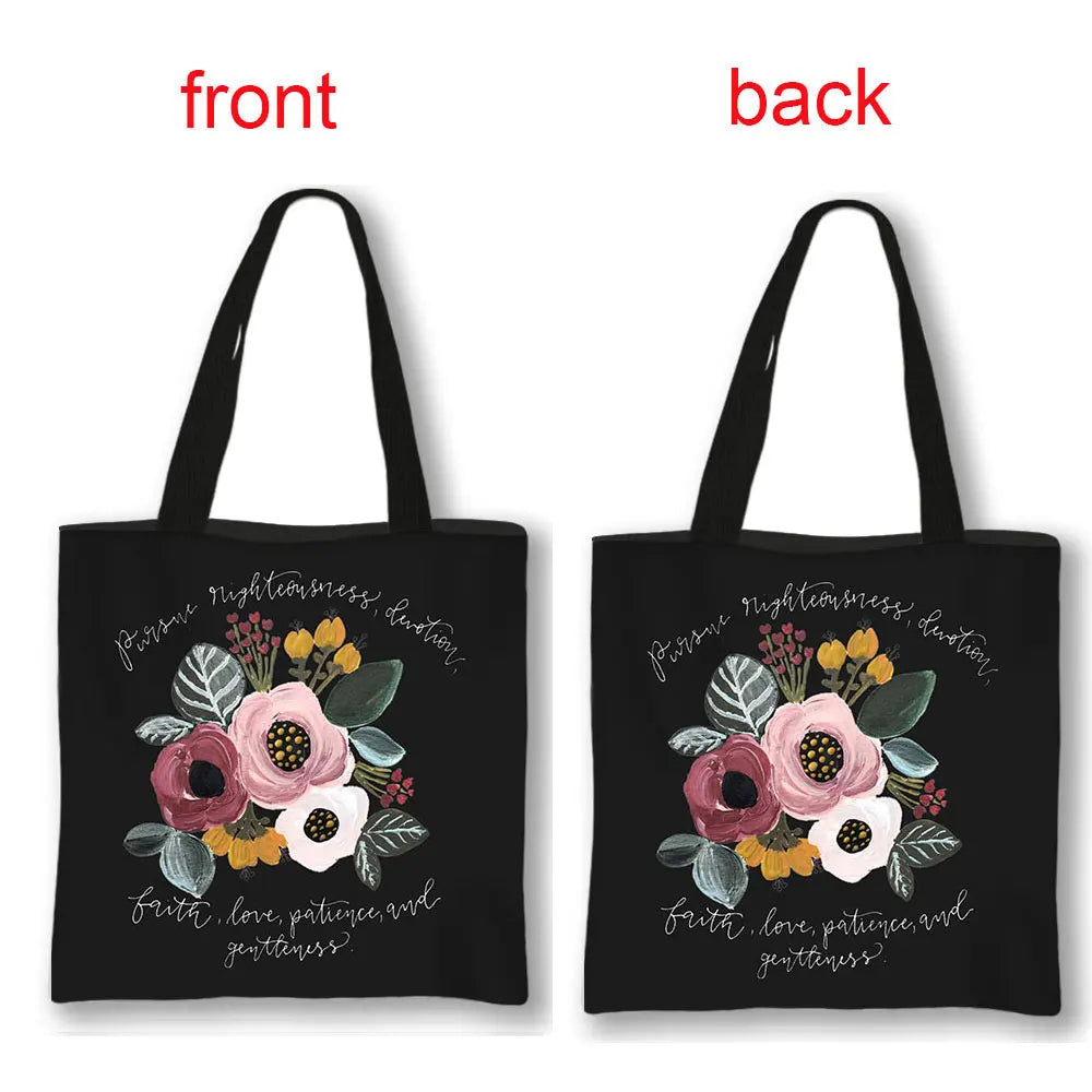 Christian Bible Verse Print Handbag God He Will Sustain You Lady Shopping Fashion Shoulder Bag Girl Travel Tote Bag Gift