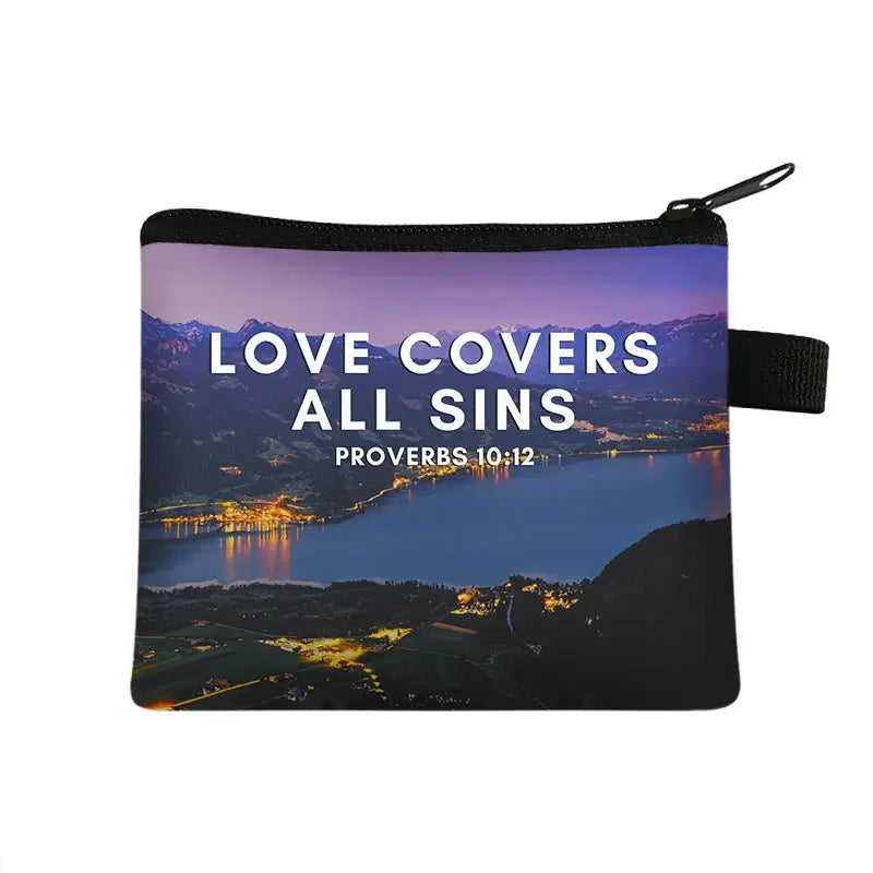 Christian Bible Verse Coin Purse Women Wallet The Lord Sustains Me Money Bag Small Handbag Floral Purses ID Credit Card Holder