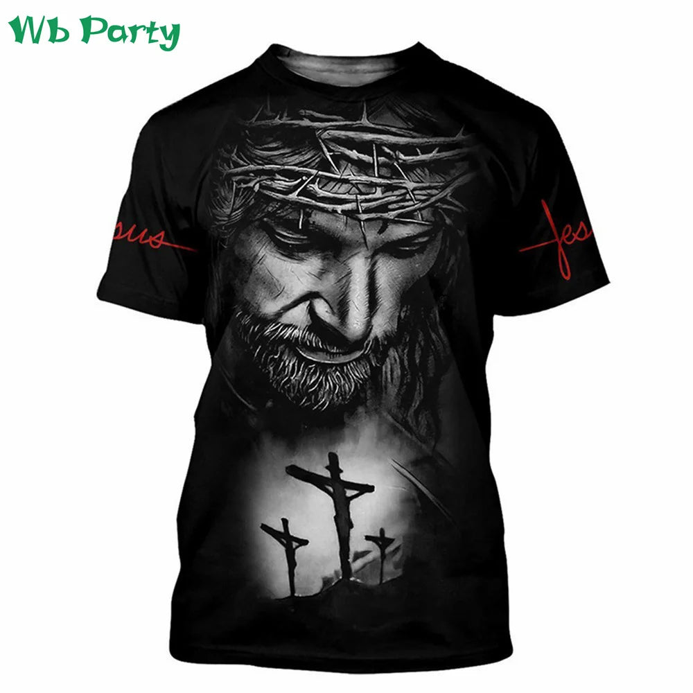 Jesus Pattern Print Designer Clothes Men Jesus Print T shirts for Men Jesus Shirts Graphic Tee Men's Summer Clothes Designer Tee