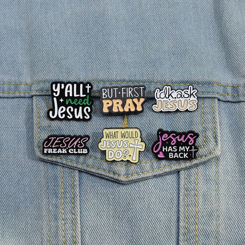 Jesus Club Enamel Pin Jesus Has My Back Emblems Religion Brooches Lapel Badge Jewelry Gifts For Christian