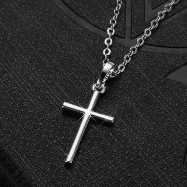 Japan Korea Heart Hollowed Pendant Minimalist Cross Necklace For Women Girl Senior Rhinestone Christian Jewelry Accessories Gift