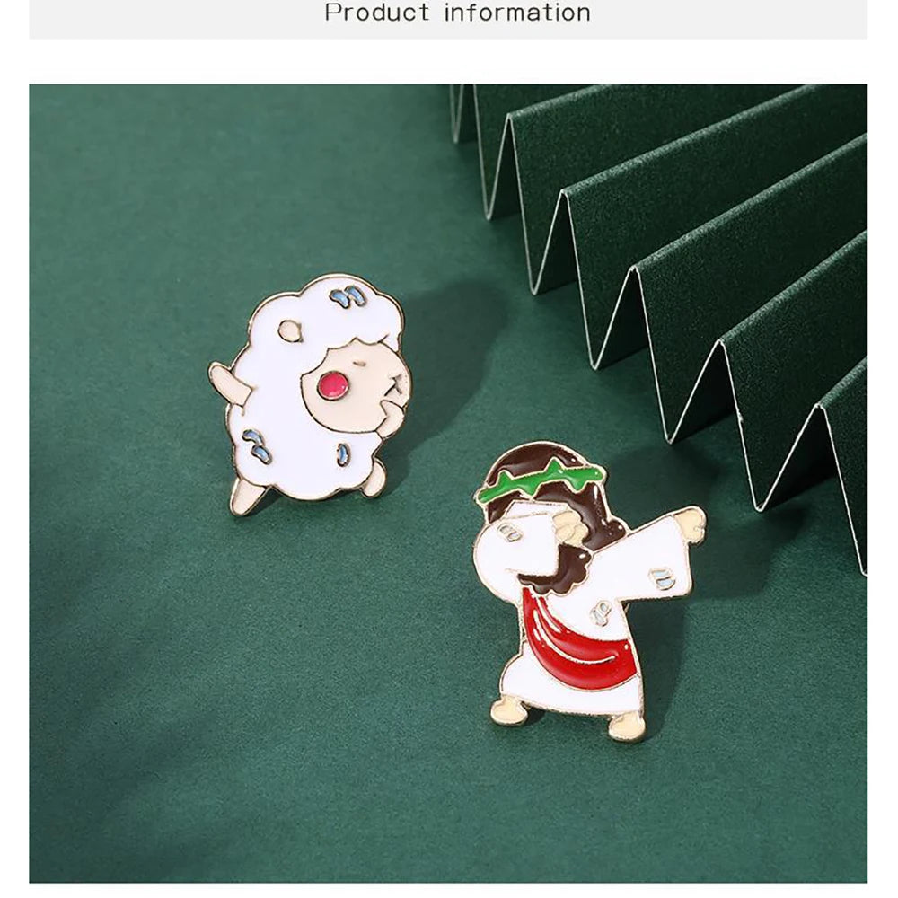 Jesus Messiah Shirt Lapel Pins Cartoon Character Brooches Enamel Christian Faith Icon Badge Clothes Bag Jewelry Gift for Friend