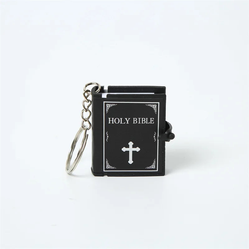 Mini English Bible Keychain, Christian Jesus Cross Keychain, Couple's Bag, Charm Prayer, God Bless, Keyframe Accessories