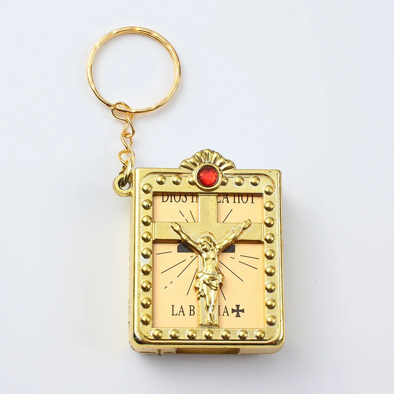Mini English Bible Keychain, Christian Jesus Cross Keychain, Couple's Bag, Charm Prayer, God Bless, Keyframe Accessories