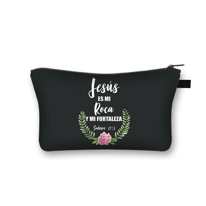 Christian Bible Verse in Spanish Cosmetic Case Con Dios Todo Es Posible Makeup Bag Dios Es Amor Beauty Bag Wash Bag Cosmetic Bag