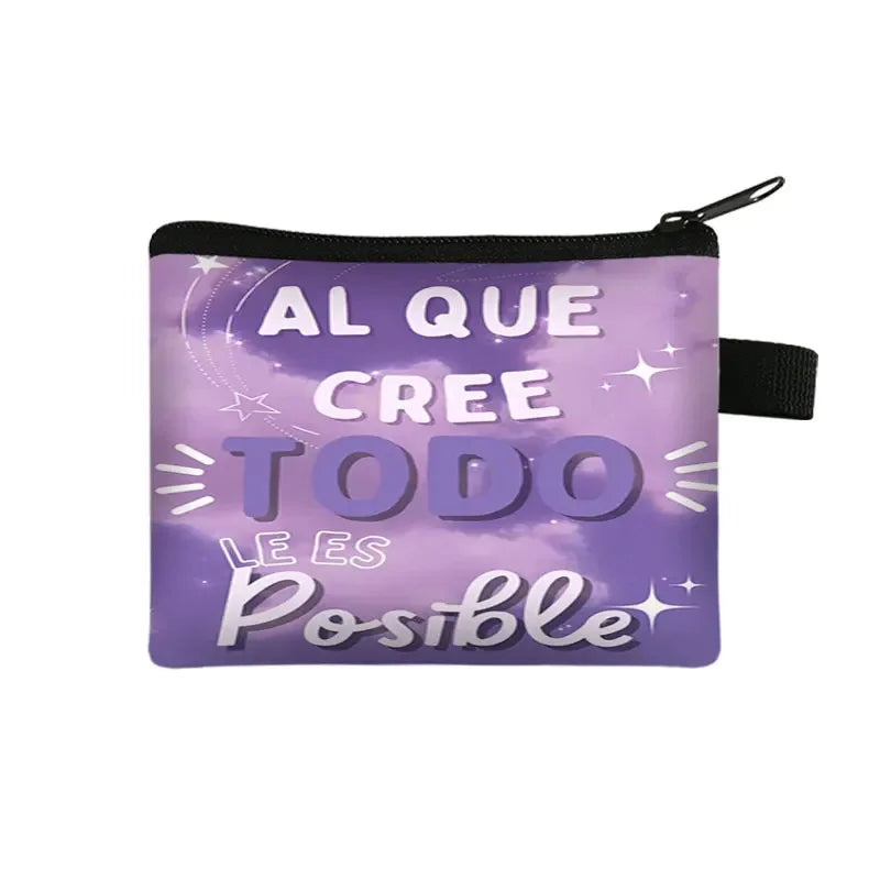 Bible Verse in Spanish Wallet Women Coin Purse Christian Gift Con Dios Todo Es Posible Money Bag Dios Es Amor Small Purses