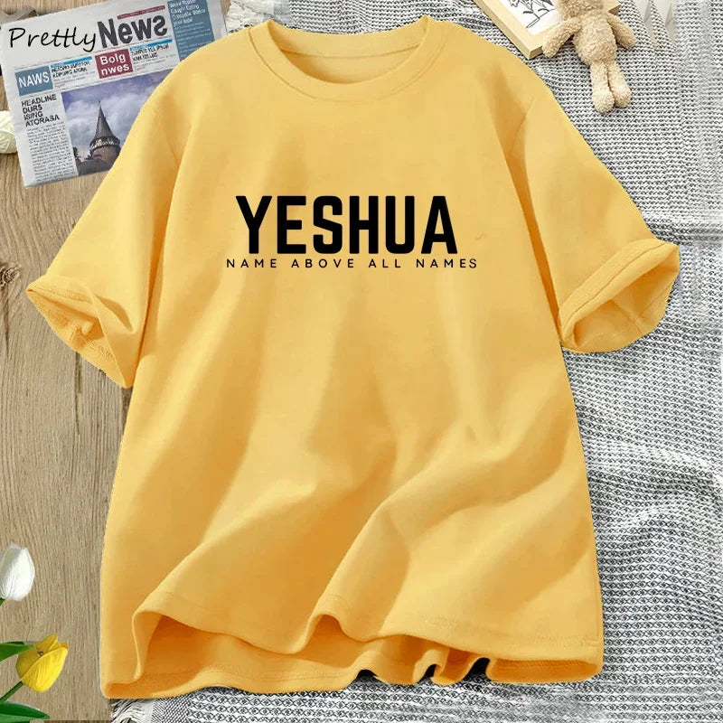 Vintage Yeshua Christian T-Shirt Women Faith Tshirt Jesus Cotton Short Sleeve Letter Print T Shirt Unisex Streetwear God Tops