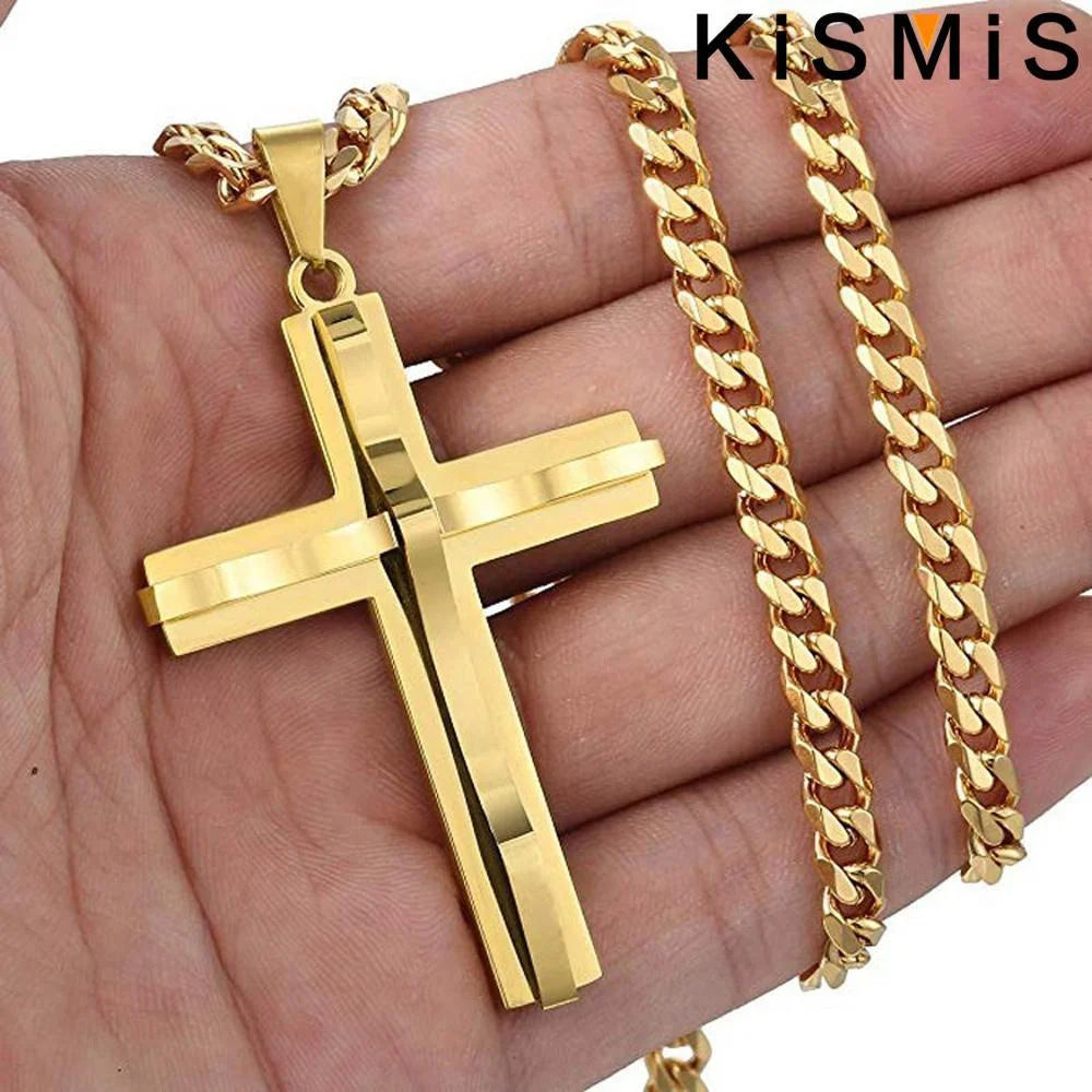 1PC Stainless Steel Cross Necklace Pendant Jewelry