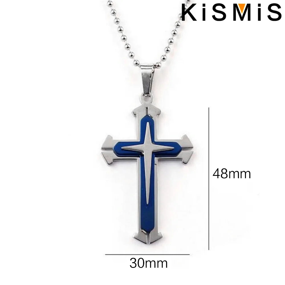 1PC Stainless Steel Cross Necklace Pendant Jewelry