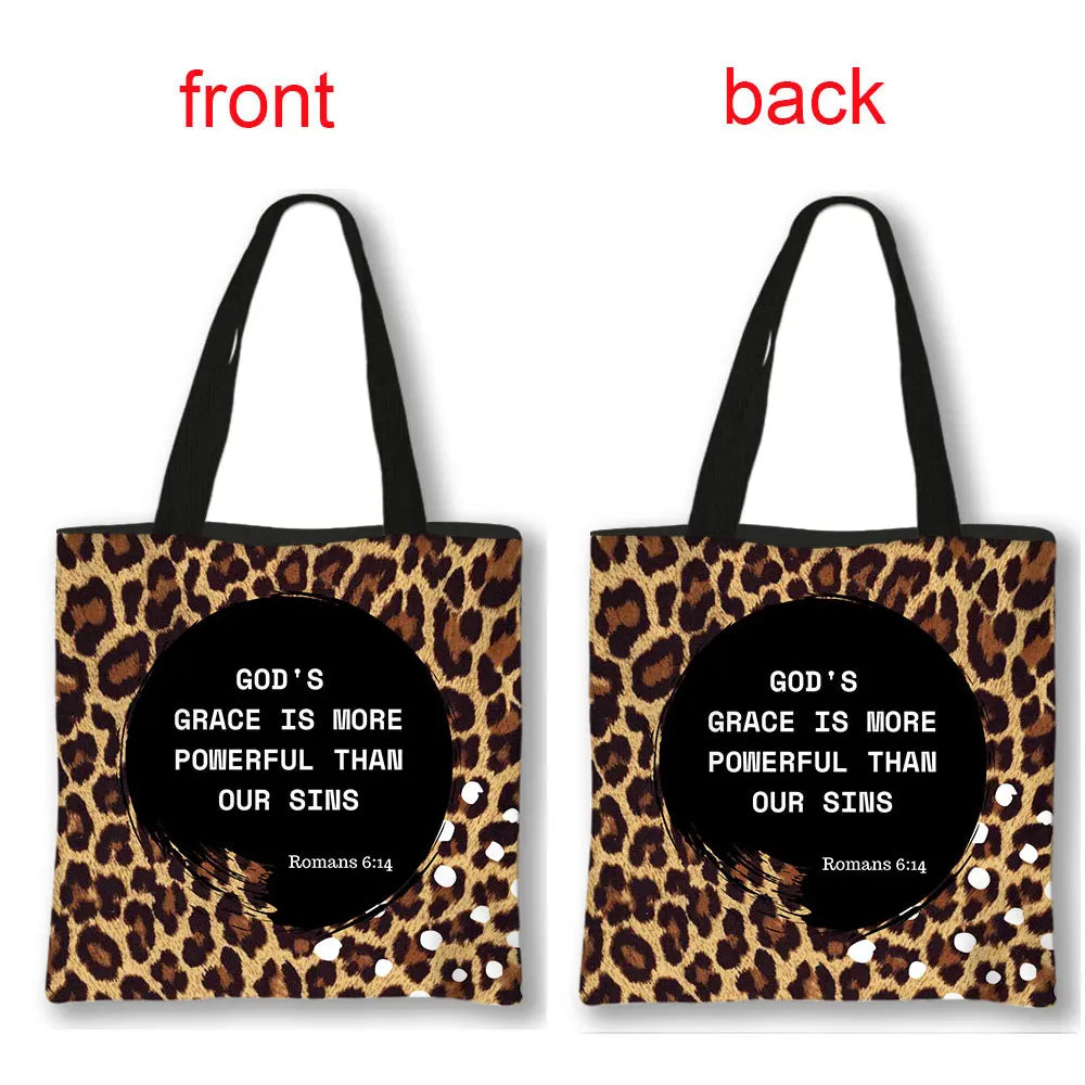 Christian Bible Verse Print Handbag God He Will Sustain You Lady Shopping Fashion Shoulder Bag Girl Travel Tote Bag Gift