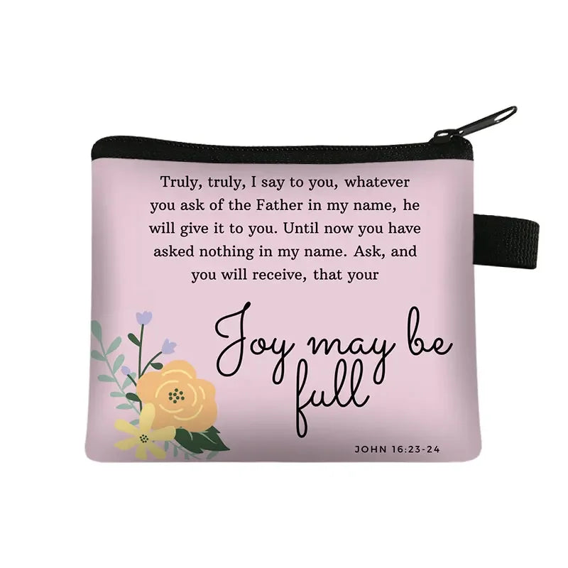 Christian Bible Verse Coin Purse Women Wallet The Lord Sustains Me Money Bag Small Handbag Floral Purses ID Credit Card Holder