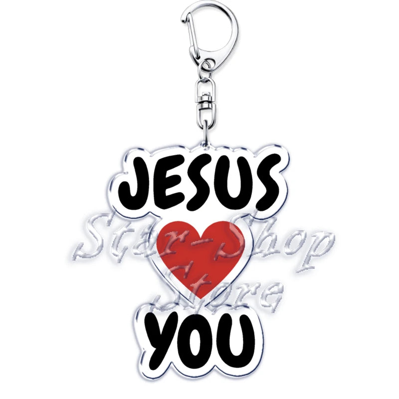Jesus Loves You Letter Keychains Christian God Bible Quote Keyring for Accessories Bag Pendant Key Chain Jewelry Fans Lover Gift