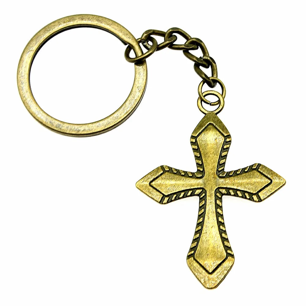 1 Piece Vintage Jesus Christianity Accessory Car Keychain Cross Keychain Handmade DIY Jewelry Car Key Chain Ring Holder For Men