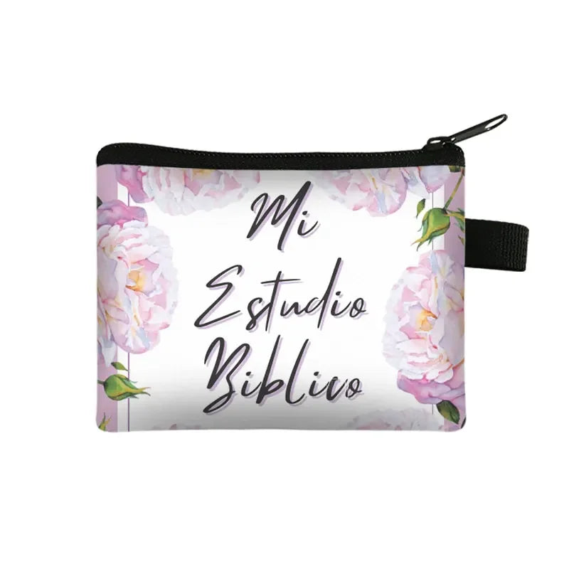 Bible Verse in Spanish Wallet Women Coin Purse Christian Gift Con Dios Todo Es Posible Money Bag Dios Es Amor Small Purses
