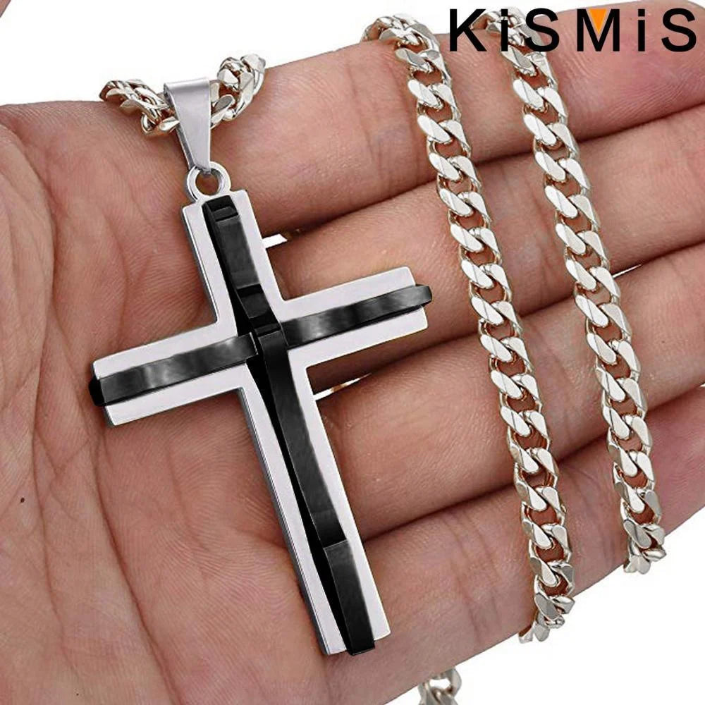 1PC Stainless Steel Cross Necklace Pendant Jewelry