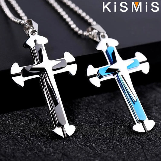 1PC Stainless Steel Cross Necklace Pendant Jewelry