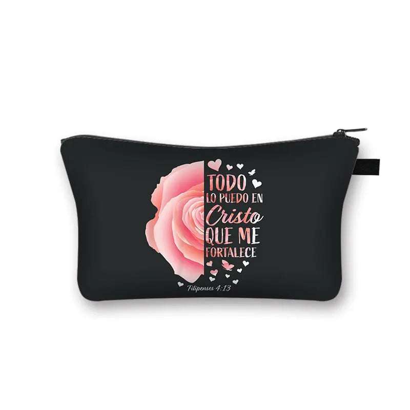 Christian Bible Verse in Spanish Cosmetic Case Con Dios Todo Es Posible Makeup Bag Dios Es Amor Beauty Bag Wash Bag Cosmetic Bag