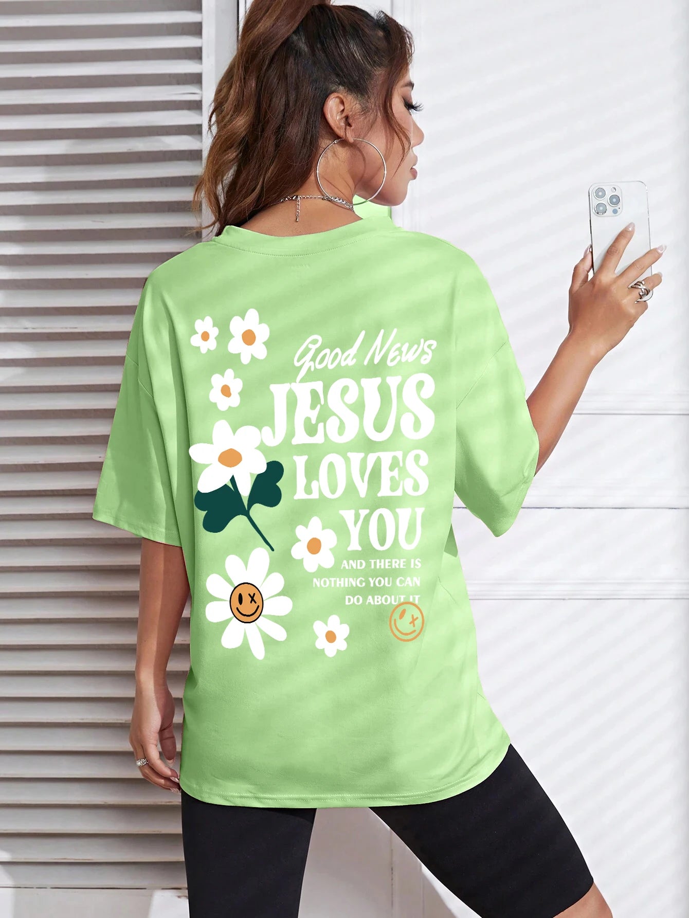 Good News Jesus Loves You Print Women T-Shirt Summer O-Neck T Shirts Basic All-Match Short Sleeve Breathable Comfortable Tops