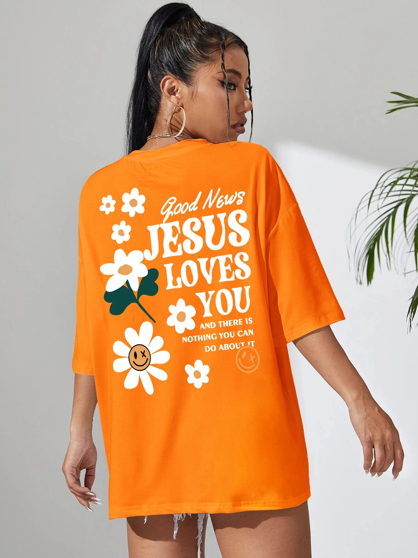 Good News Jesus Loves You Print Women T-Shirt Summer O-Neck T Shirts Basic All-Match Short Sleeve Breathable Comfortable Tops