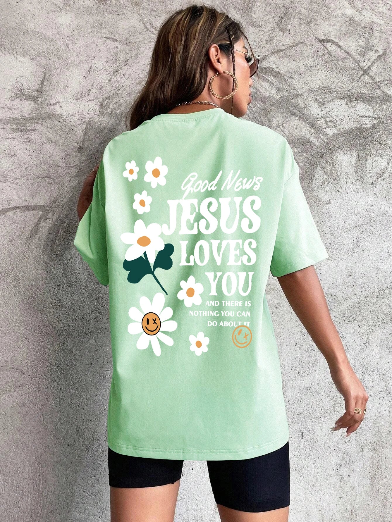 Good News Jesus Loves You Print Women T-Shirt Summer O-Neck T Shirts Basic All-Match Short Sleeve Breathable Comfortable Tops