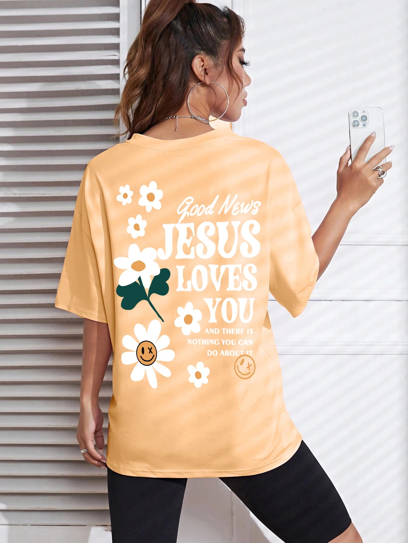 Good News Jesus Loves You Print Women T-Shirt Summer O-Neck T Shirts Basic All-Match Short Sleeve Breathable Comfortable Tops