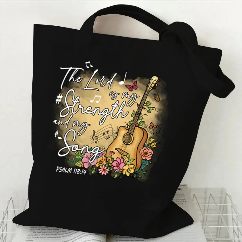 Christians Gift Canvas Shoulder Bag Wildflower Letter Print Purses and Handbags Funny Religious Christian Faith Shopping Bags