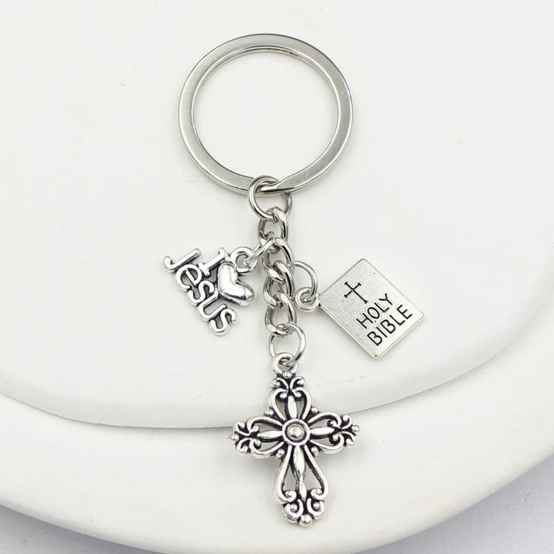 New Arrival Jesus Key Chain Grace Cross Faith Keychain Key Ring Holder Bag Pendant Accessory Jewelry Christmas Gifts Women Men
